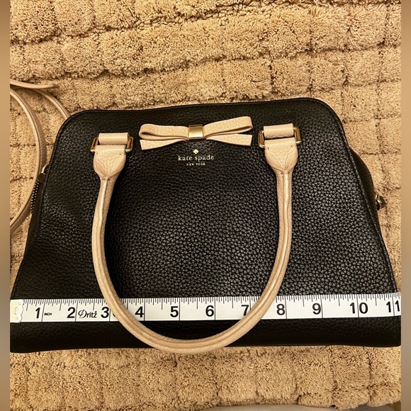 kate spade Black and Cream Bow-Accent Satchel with Gold Hardware - Picture 7 of 9